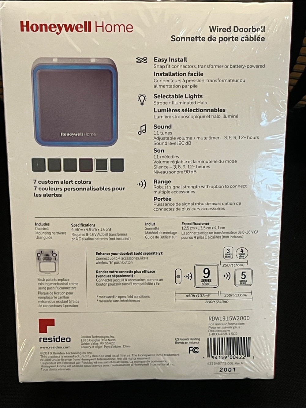 Honeywell Home Series 9 Wired & Wireless Doorbell Unit - Picture 3 of 3
